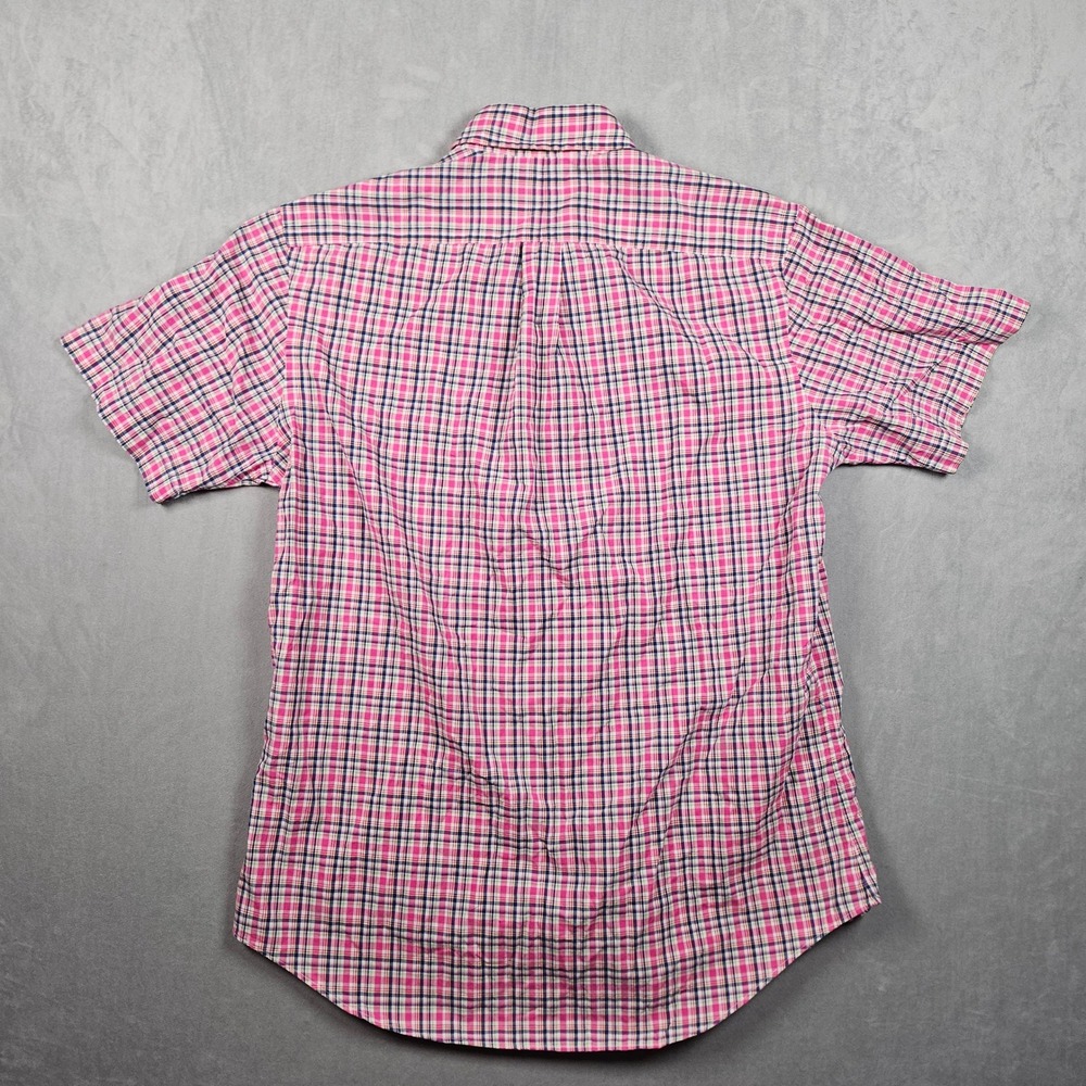 Ralph Lauren Button Down Shirt Mens Medium Pink Plaid Short Sleeve Pony Logo - Picture 2 of 9